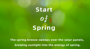The spring breeze sweeps over the solar panels,...